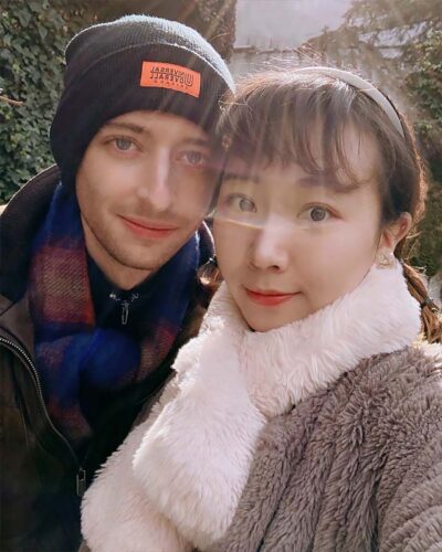 happy japanese girl with american